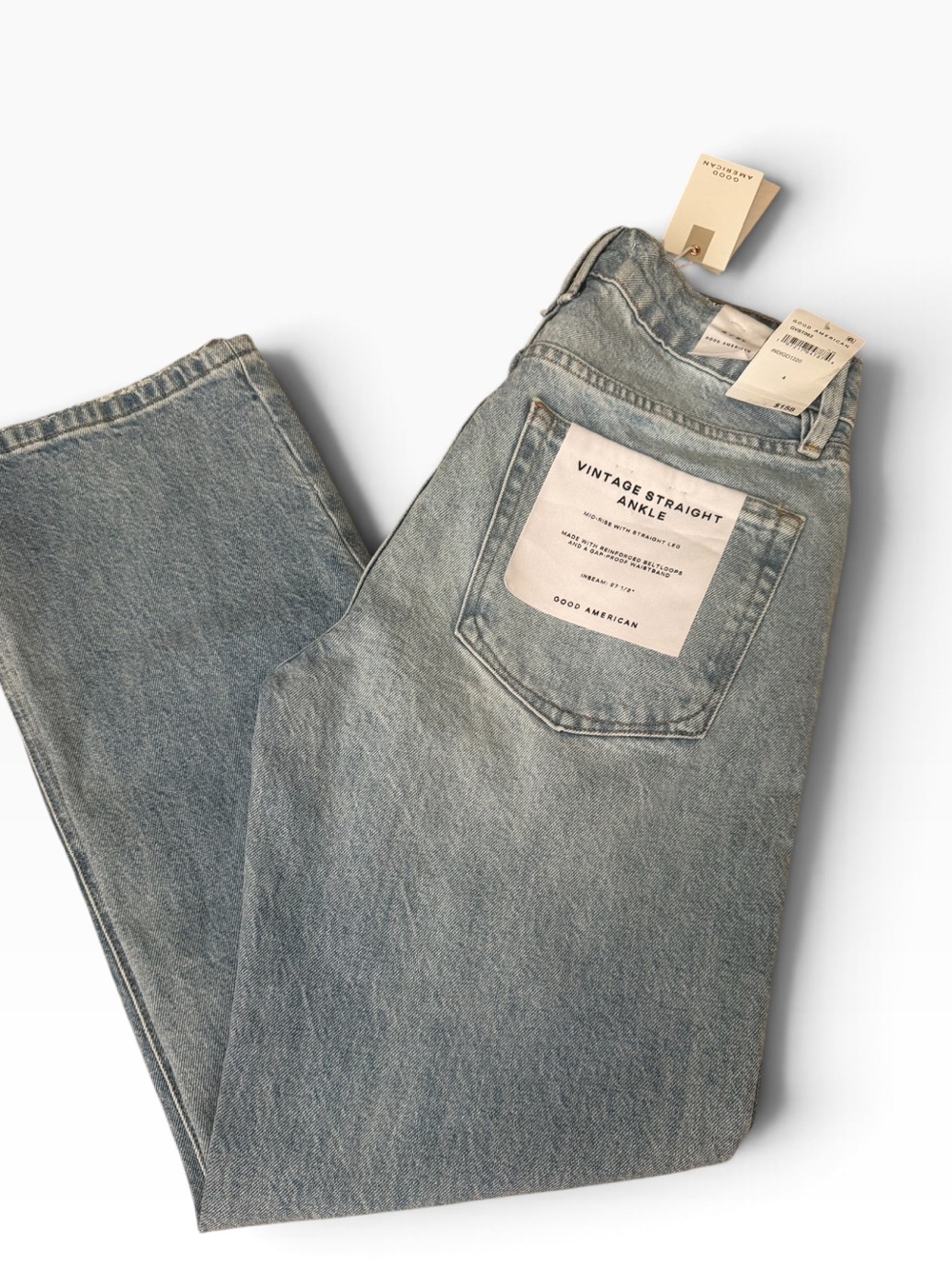 Good American Vintage Straight Ankle Jeans Size 4/27 NWT Light Wash